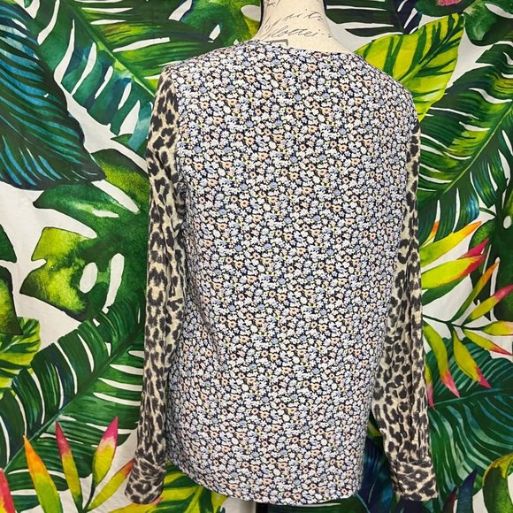 $250 Equipment Women’s Small Floral Leopard Silk Button Up Office Work Blouse - Picture 4 of 9